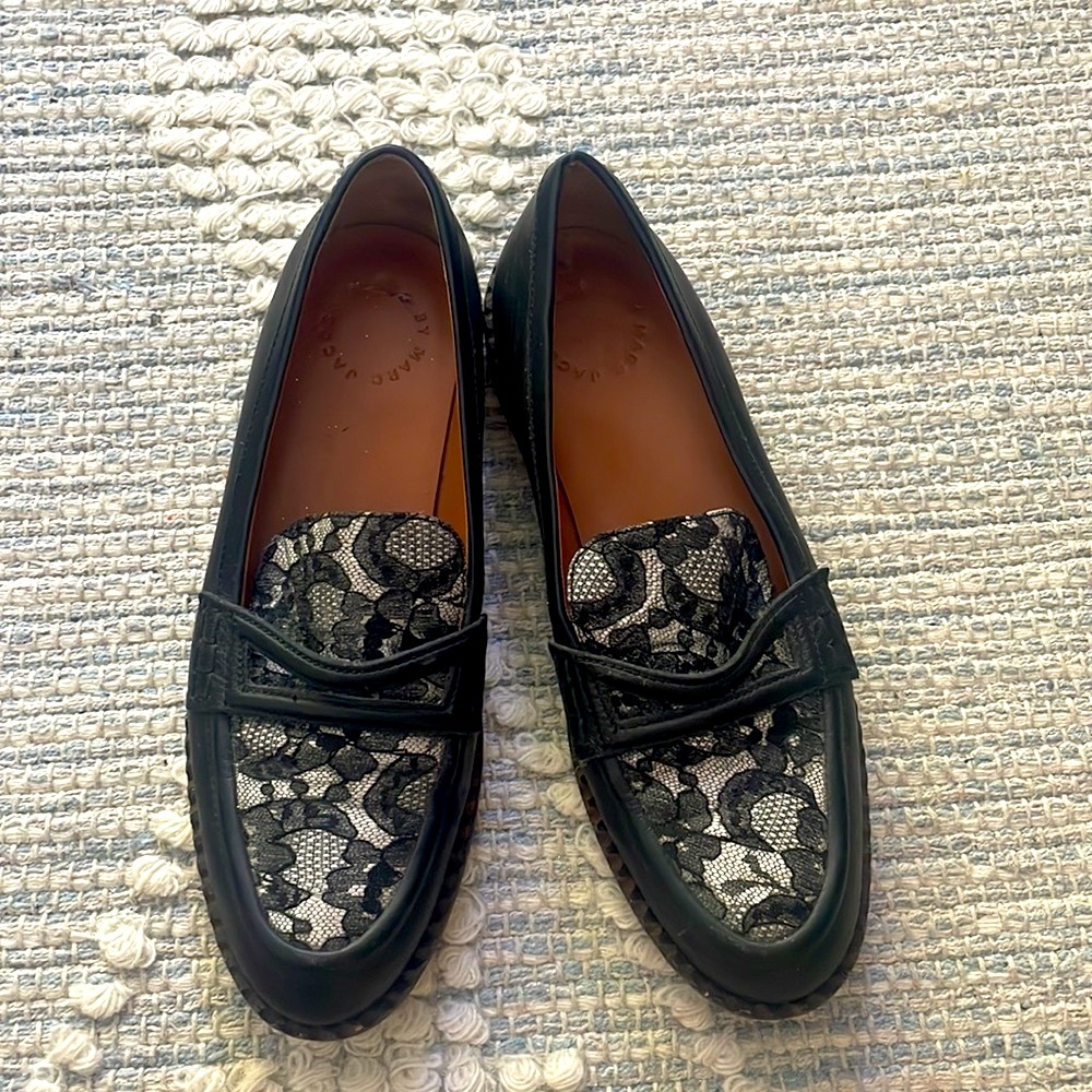 Marc Jacobs leather and lace loafers